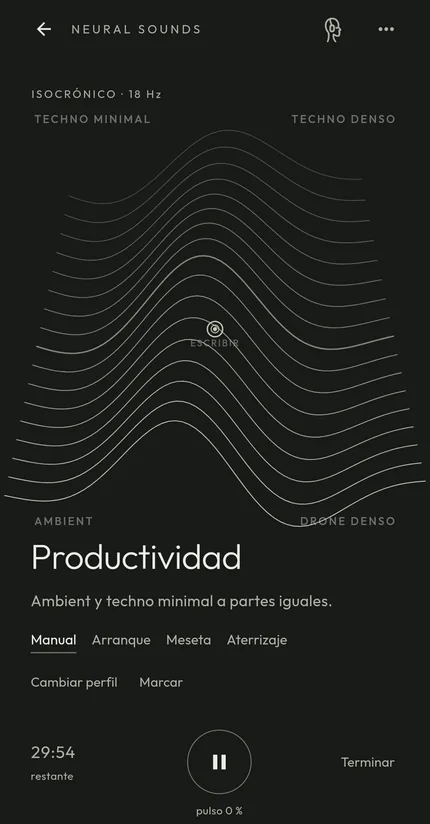 Sesión en curso con el pad, las trayectorias y el temporizador